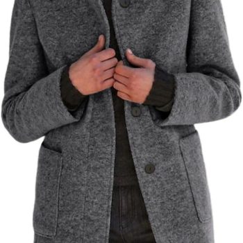 Women Winter Long Pea Coat Wool Blend Stand Collar Single Breast Thicken Blazer Jacket