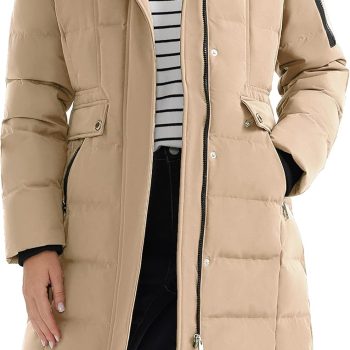 Women's Hooded Winter Down Coat Quilted Mid Length Puffer Jacket