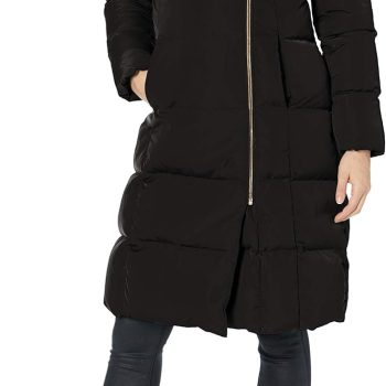 Women's Taffeta Down Coat With Bib Front and Dramatic Hood