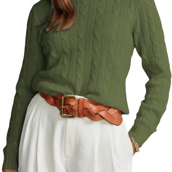 Womens Cable Knitted Old Money Pullover Sweater Crewneck Business Casual Long Sleeve Tops