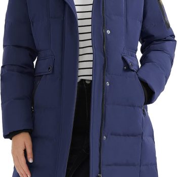 Women's Hooded Winter Down Coat Quilted Mid Length Puffer Jacket