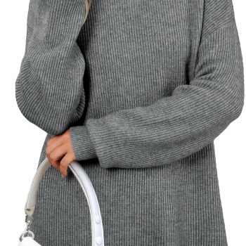 Women's Wool Blend Turtleneck Fall Winter Casual Ribbed Oversized Sweater Tops