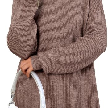 Women's Wool Blend Turtleneck Fall Winter Casual Ribbed Oversized Sweater Tops